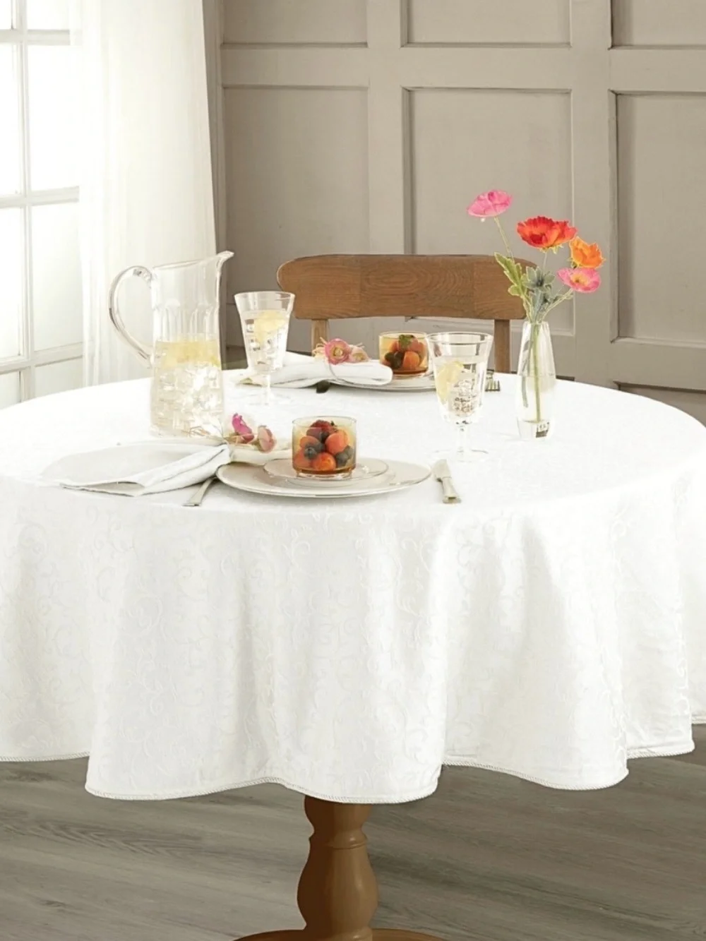 Lenox Opal Innocence Tablecloth 70 inch White